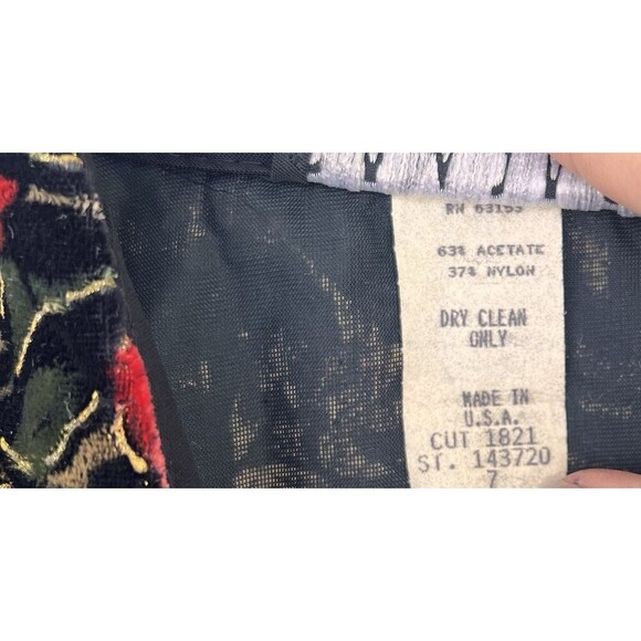 Vintage ‘90s Rampage Black Velvet Crushed Floral Print Bolero Evening Jacket S - Picture 6 of 6